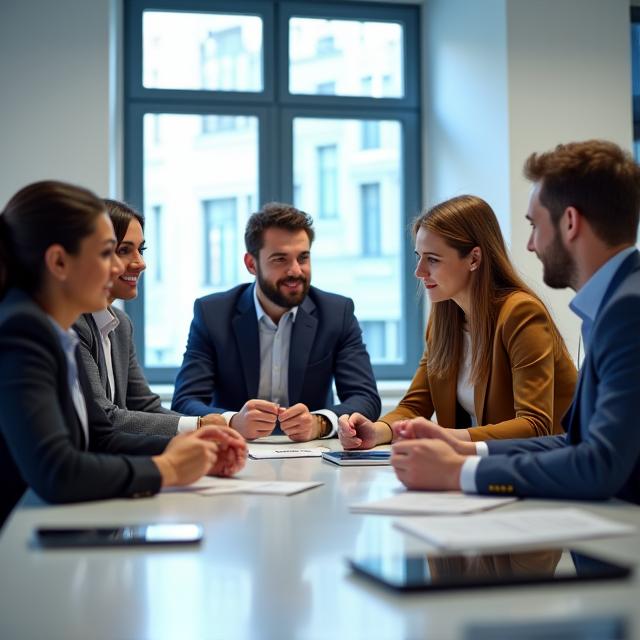 Gruppo di professionisti durante un corso di formazione linguistica aziendale a Firenze